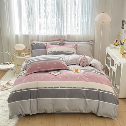 91家纺网 家纺一手货源 找家纺 （总）天之澜 2024新款植物羊绒简约斜纹磨毛四件套