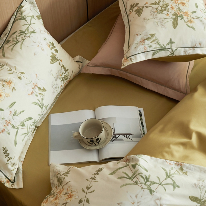 91家纺网 家纺一手货源 找家纺 怡家居 2024新款100支长绒棉印花四件套 花想容