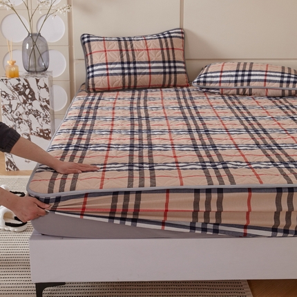 杜先生 2024新款无印风水洗棉夹棉床笠 咖大格