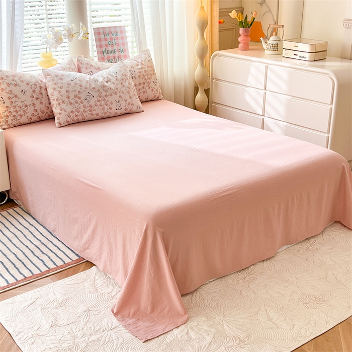 91家纺网 家纺一手货源 找家纺 多品 2024新款水洗棉双层纱四件套 玫瑰花园