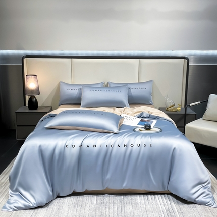 91家纺网 家纺一手货源 找家纺 花愿（原花纪） 2025新款轻奢刺绣水洗冰丝四件套-贝拉 海清+奶茶