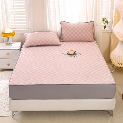 网客 2024新款冰豆豆床笠款凉席三件套 H款-贝壳粉