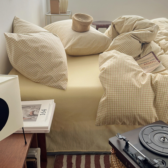 91家纺网 家纺一手货源 找家纺 水洗的故事 2024新款无印良品水洗棉四件套  西西里奶黄