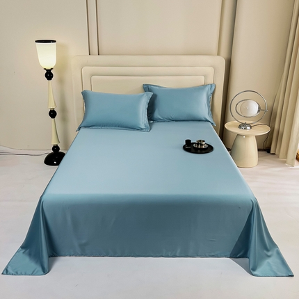 91家纺网 家纺一手货源 找家纺 锦罗绣 2024新款80s奥地利进口兰精天丝单床单 水光蓝