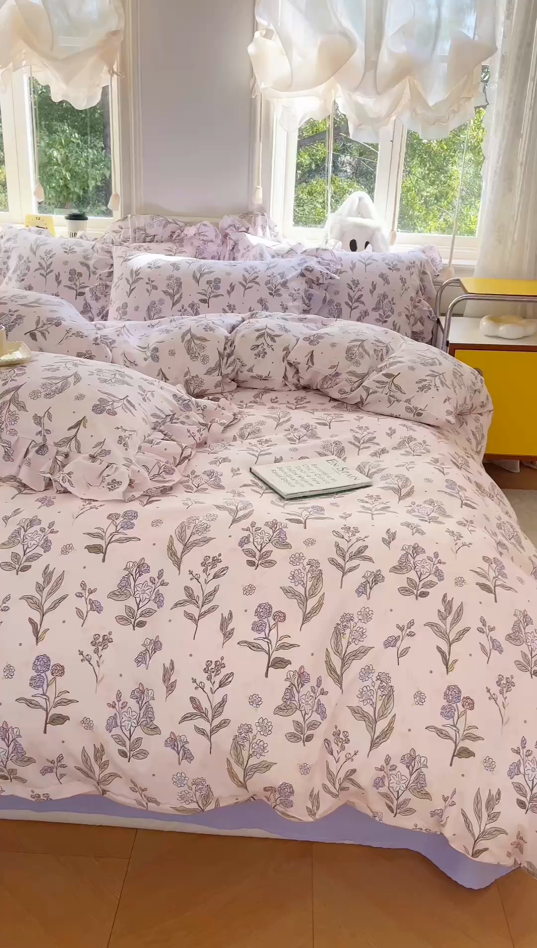 91家纺网 家纺一手货源 找家纺 上尚居 2024直播爆款韩版印花小清新卡通云朵棉四件套 花玉颜