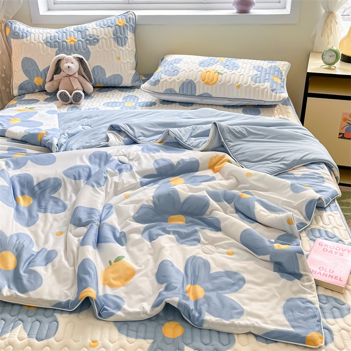 91家纺网 家纺一手货源 找家纺 古吉梦 2024新款冰激凌凉感丝夏被-小清新 凉感丝夏被-兰玲+天兰