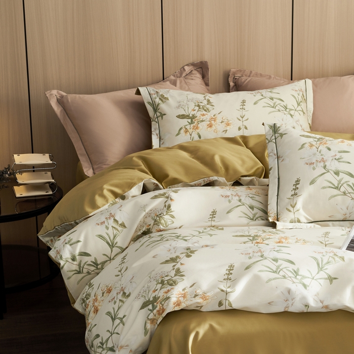 91家纺网 家纺一手货源 找家纺 怡家居 2024新款100支长绒棉印花四件套 花想容