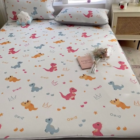 91家纺网 家纺一手货源 找家纺 星座 2025大斜纹复合冰丝凉席床笠款 可可龙-床笠款