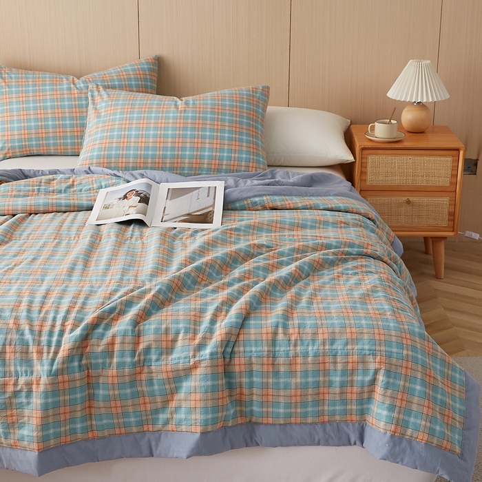 91家纺网 家纺一手货源 找家纺 猎鹿人家纺 2024新款水洗棉棉花夏被 贝拉-绿