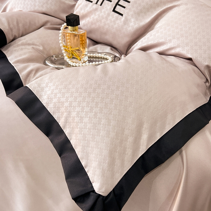 91家纺网 家纺一手货源 找家纺 艾米家居 2025水洗真丝提花系列简约生活 简约生活卡其