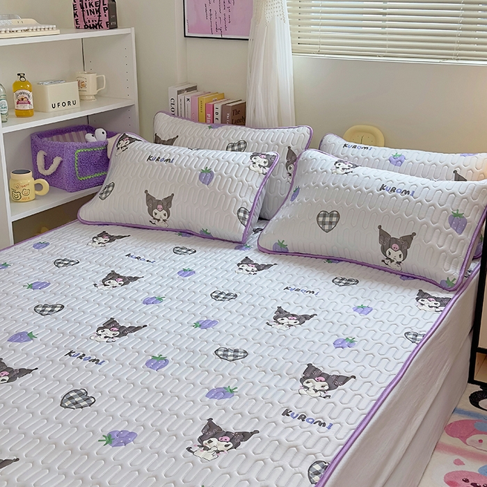 91家纺网 家纺一手货源 找家纺 澳萝拉 2024新款A类凉感丝三丽鸥乳胶凉席 草莓库洛米