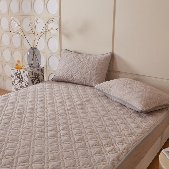 91家纺网 家纺一手货源 找家纺 杜先生 2024新款无印风水洗棉夹棉床笠 米条纹