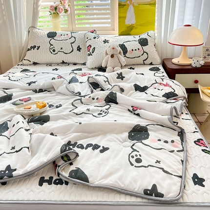 91家纺网 家纺一手货源 找家纺 （总）慕澄家纺 2024新款小版印花0.5乳胶凉席夏被四件套