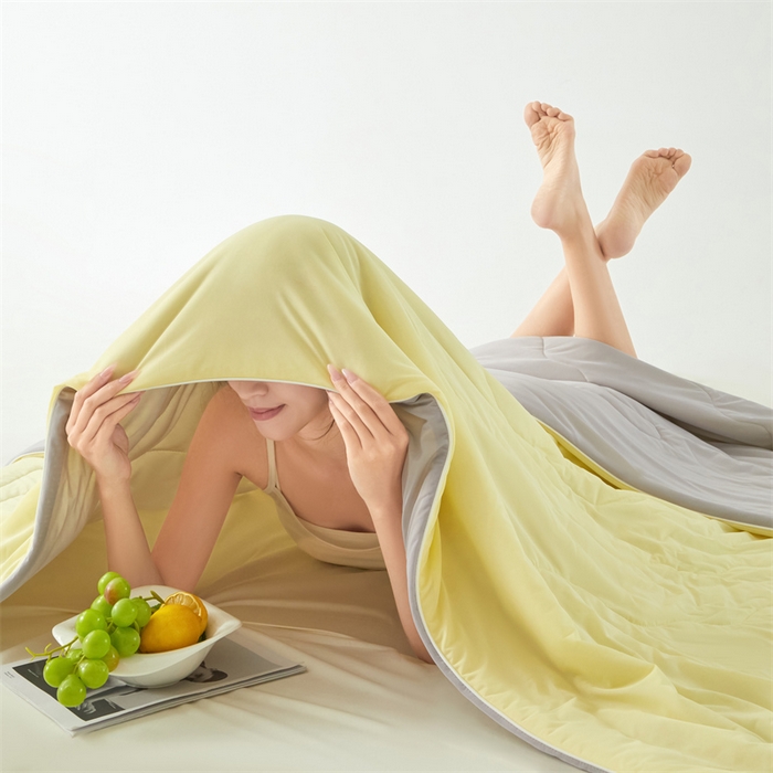 91家纺网 家纺一手货源 找家纺 古吉梦 2024新款冰激凌西瓜被夏凉被 柠檬黄