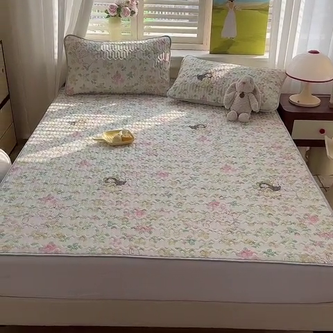 91家纺网 家纺一手货源 找家纺 慕澄家纺 2024新款小版印花0.5乳胶凉席系列 夏天