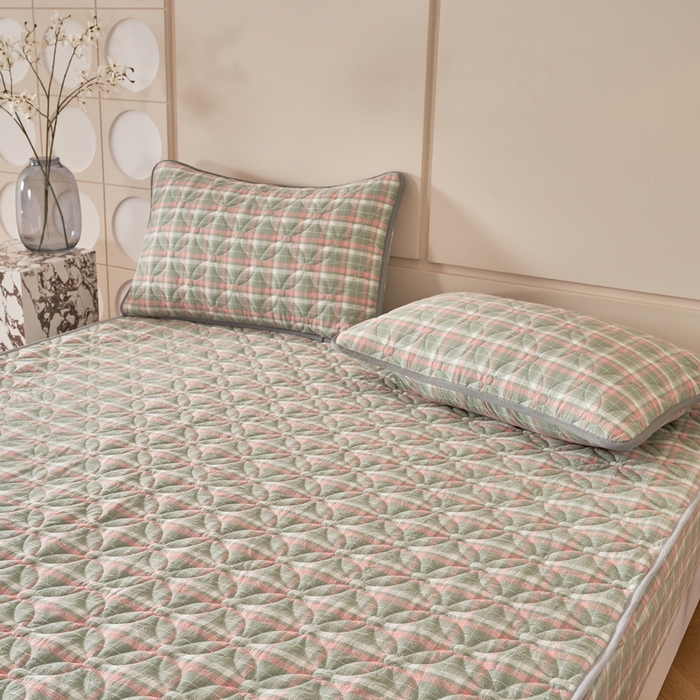 91家纺网 家纺一手货源 找家纺 杜先生 2024新款无印风水洗棉夹棉床笠 简兮格