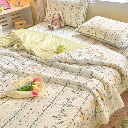 古吉梦 2024新款冰激凌凉感丝夏被-小清新 凉感丝夏被-碧城春泥+莴苣