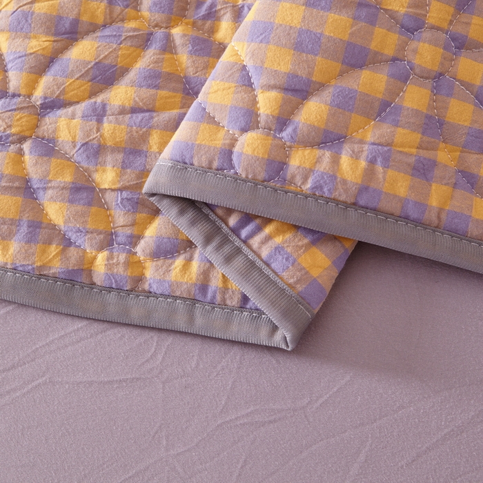 91家纺网 家纺一手货源 找家纺 杜先生 2024新款无印风水洗棉夹棉床笠 橘小格