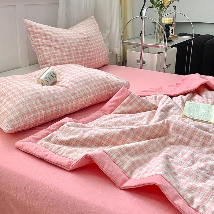 91家纺网 家纺一手货源 找家纺 （总）水洗的故事2025新款A类色织水洗棉丝夏被四件套系列