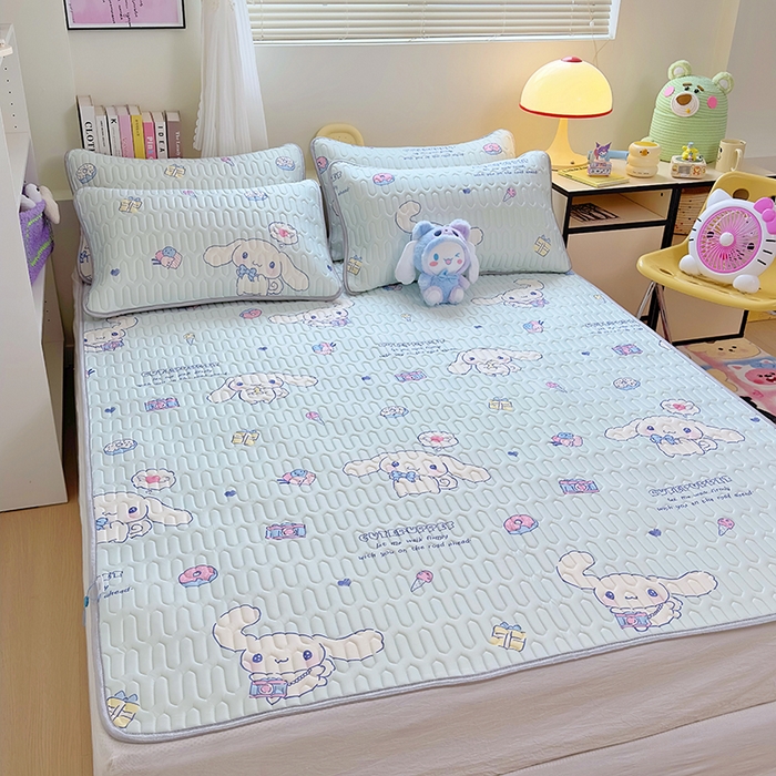 91家纺网 家纺一手货源 找家纺 澳萝拉 2024新款A类凉感丝三丽鸥乳胶凉席 开心大耳狗