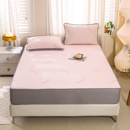 网客 2024新款冰豆豆床笠款凉席三件套 花朵款-贝壳粉