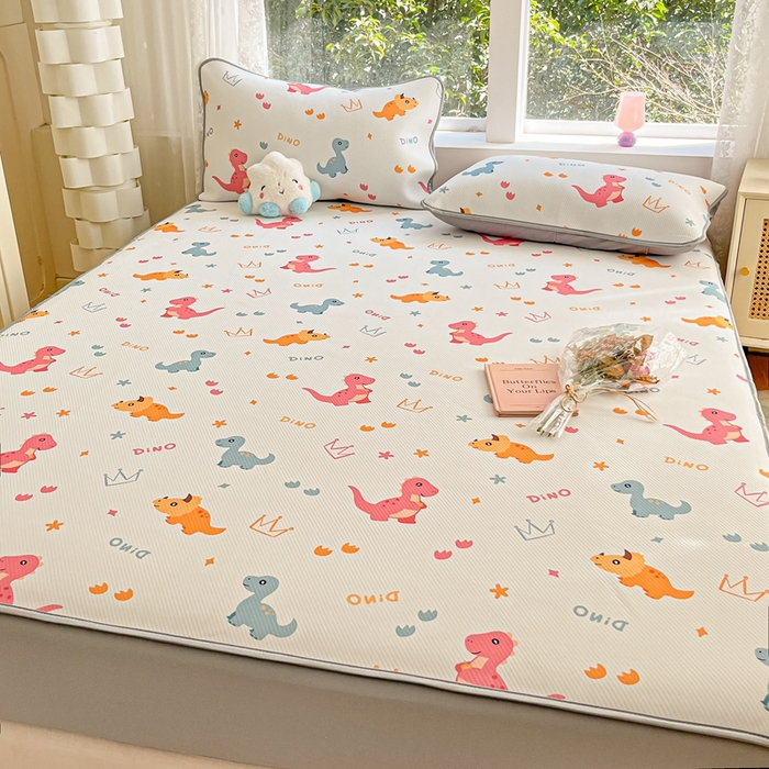 91家纺网 家纺一手货源 找家纺 星座 2025大斜纹复合冰丝凉席床笠款 可可龙-床笠款