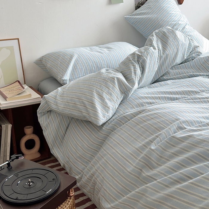 91家纺网 家纺一手货源 找家纺 水洗的故事 2024新款无印良品水洗棉四件套  湘叶兰