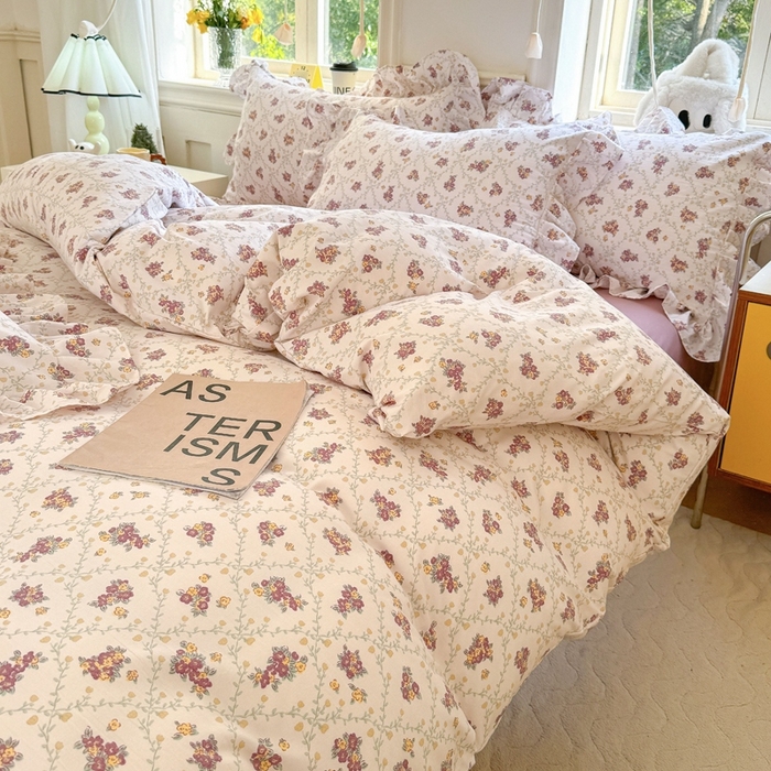 91家纺网 家纺一手货源 找家纺 上尚居 2024直播爆款韩版印花小清新卡通云朵棉四件套 依美莎