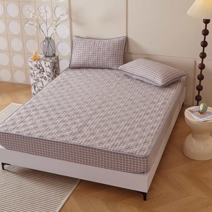 91家纺网 家纺一手货源 找家纺 杜先生 2024新款无印风水洗棉夹棉床笠 菲咖格