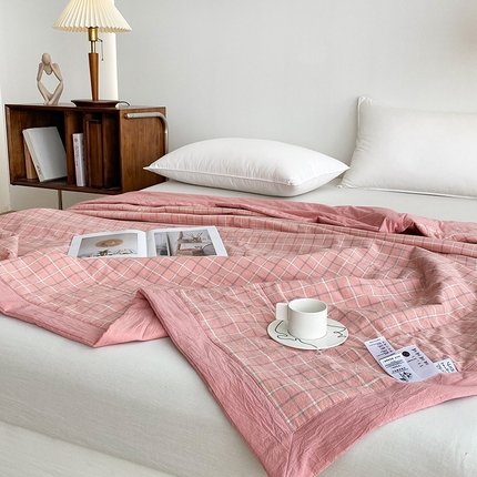 青螺家纺 双面全棉色织水洗棉新疆棉花被百分百（支持质检）凯瑟琳 粉