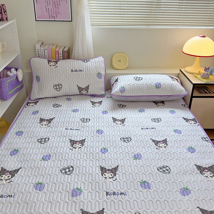 91家纺网 家纺一手货源 找家纺 澳萝拉 2024新款A类凉感丝三丽鸥乳胶凉席 草莓库洛米