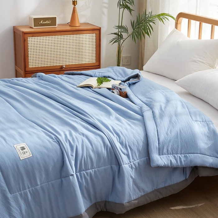 91家纺网 家纺一手货源 找家纺 （总）猎鹿人家纺 2024新款纯色水洗棉纱棉花夏被