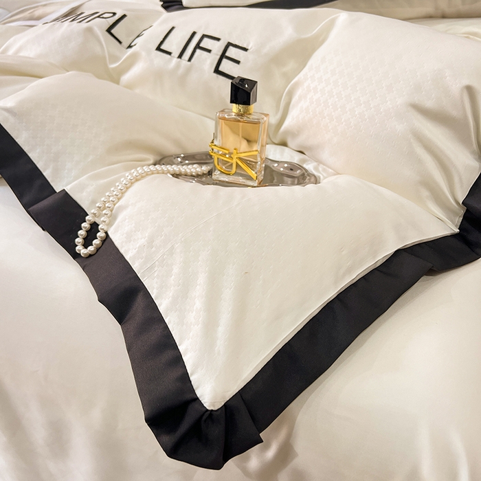 91家纺网 家纺一手货源 找家纺 艾米家居 2025水洗真丝提花系列简约生活 简约生活珍珠白