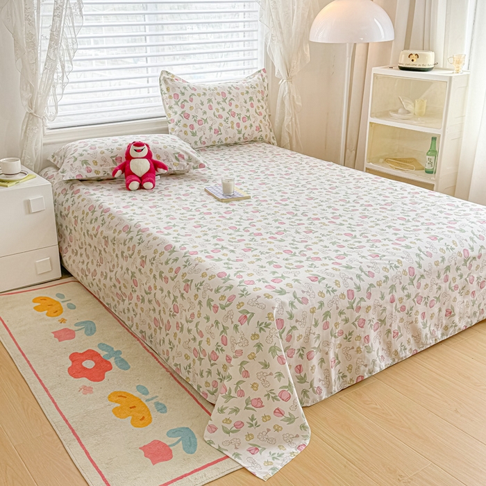 91家纺网 家纺一手货源 找家纺 金帛坊 2024新款全棉印花床单枕套三件套 米莱