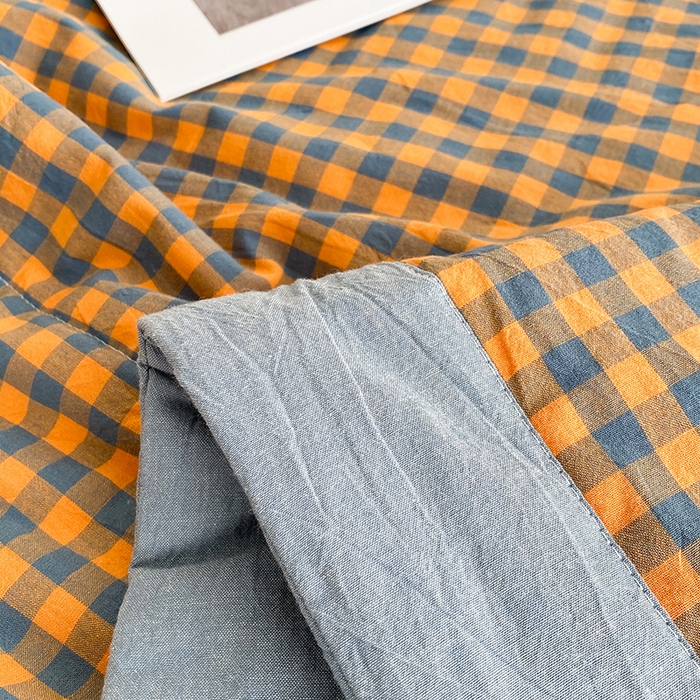 91家纺网 家纺一手货源 找家纺 青螺家纺 双面全棉色织水洗棉新疆棉花被百分百（支持质检）格森橘