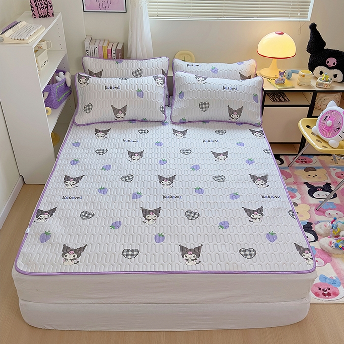 91家纺网 家纺一手货源 找家纺 澳萝拉 2024新款A类凉感丝三丽鸥乳胶凉席 草莓库洛米