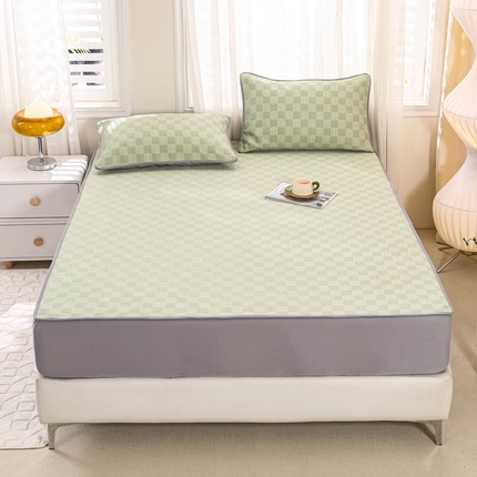 网客 2024新款冰豆豆床笠款凉席三件套 H款-冰豆绿