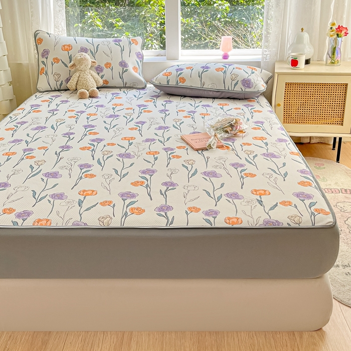 91家纺网 家纺一手货源 找家纺 星座 2025大斜纹复合冰丝凉席床笠款 恋恋花语-床笠款