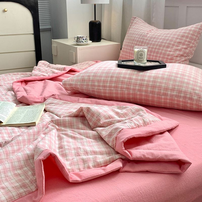 91家纺网 家纺一手货源 找家纺 （总）水洗的故事2025新款A类色织水洗棉丝夏被四件套系列