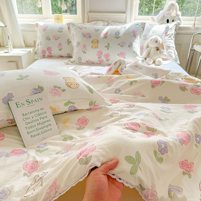 91家纺网 家纺一手货源 找家纺 创优家纺  2025新款A类皱皱纱小花边夏被 馥郁鲜花