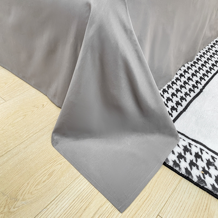 91家纺网 家纺一手货源 找家纺 黑马家居 2024新款双拼全棉四件套 奶白+中灰