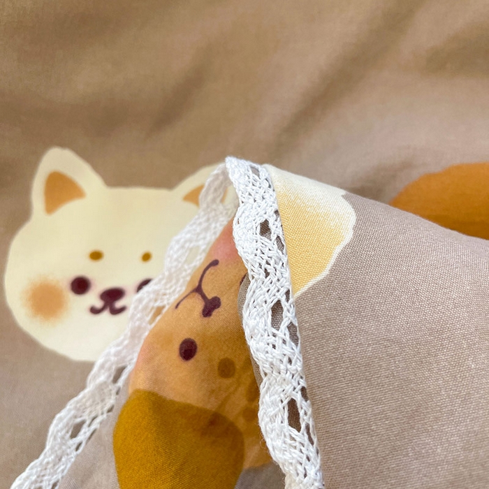 91家纺网 家纺一手货源 找家纺 创优家纺  2025新款A类皱皱纱小花边夏被 萌萌狗