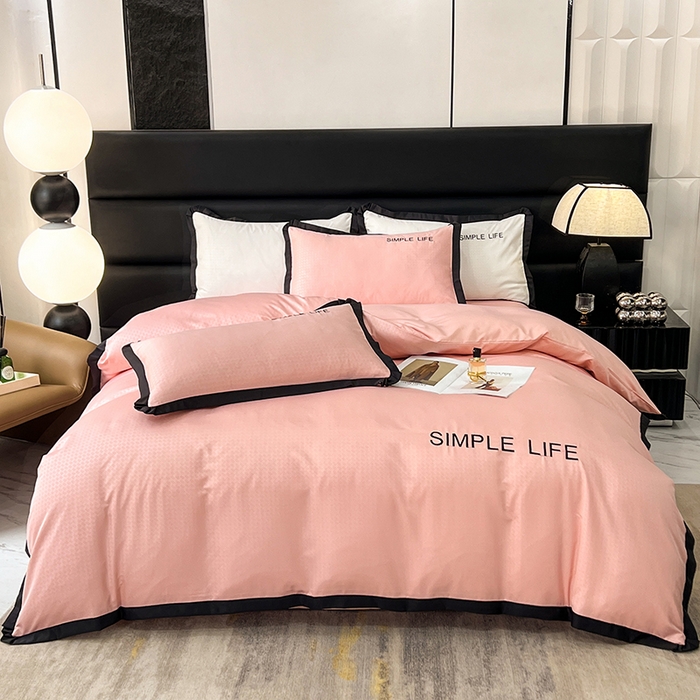 91家纺网 家纺一手货源 找家纺 艾米家居 2025水洗真丝提花系列简约生活 简约生活豆沙粉