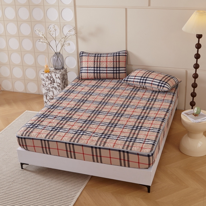 91家纺网 家纺一手货源 找家纺 杜先生 2024新款无印风水洗棉夹棉床笠 咖大格