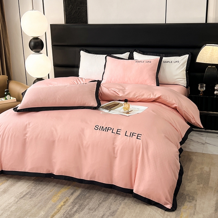 91家纺网 家纺一手货源 找家纺 艾米家居 2025水洗真丝提花系列简约生活 简约生活豆沙粉