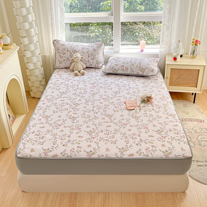 91家纺网 家纺一手货源 找家纺 星座 2025大斜纹复合冰丝凉席床笠款 小熊花园-床笠款