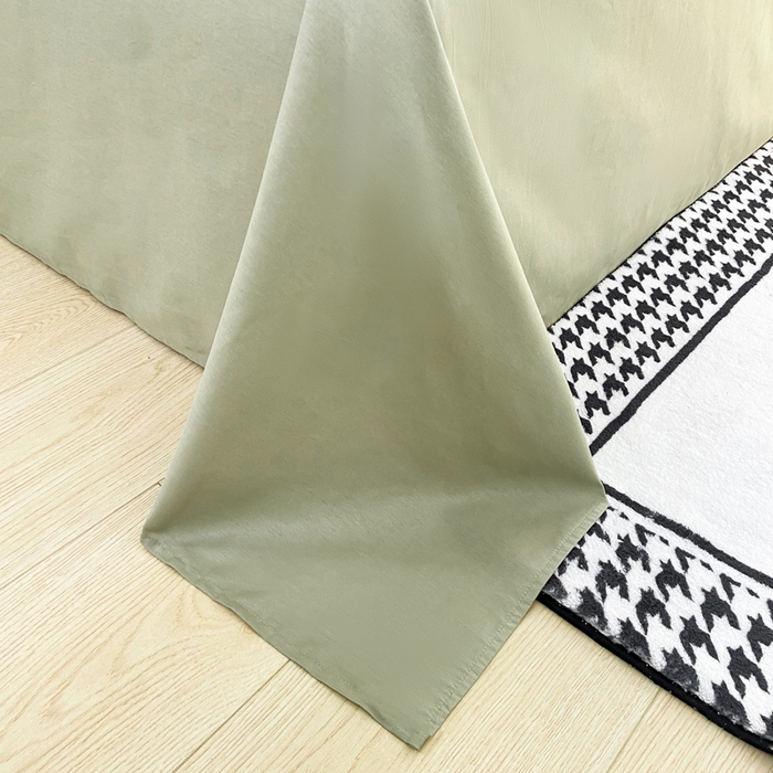 91家纺网 家纺一手货源 找家纺 黑马家居 2024新款双拼全棉四件套 奶白+灰绿