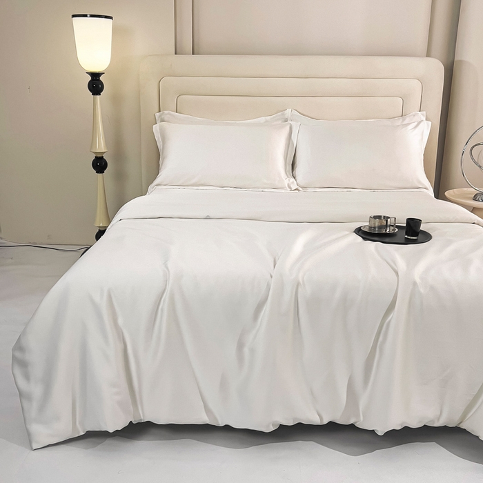 91家纺网 家纺一手货源 找家纺 锦罗绣 2024新款80s奥地利进口兰精天丝四件套 奶白