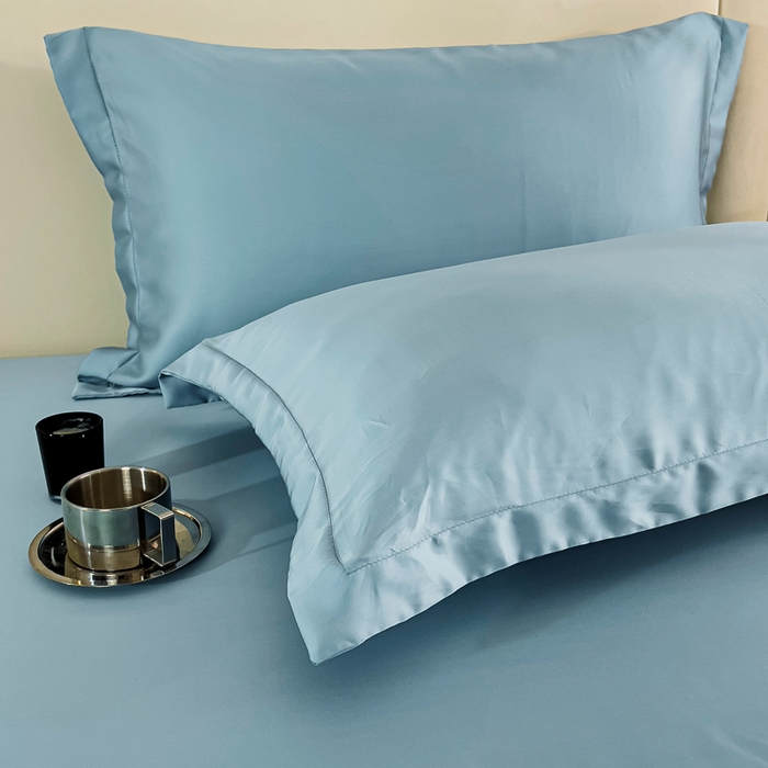 91家纺网 家纺一手货源 找家纺 锦罗绣 2024新款80s奥地利进口兰精天丝单品被套 蓝拼灰