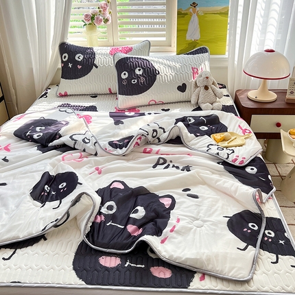 91家纺网 家纺一手货源 找家纺 （总）慕澄家纺 2024新款小版印花0.5乳胶凉席夏被四件套